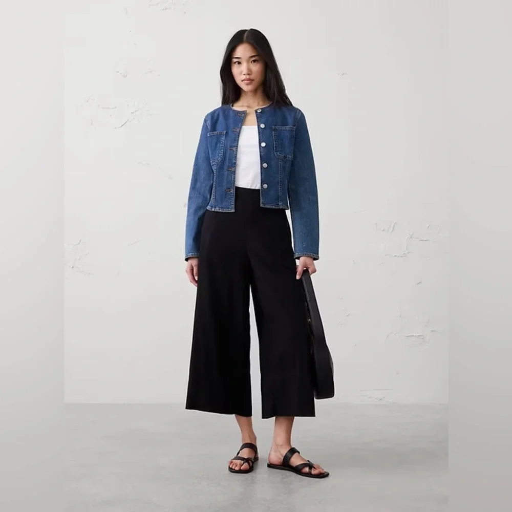NWT! ANYDAY WIDE-LEG HIGH-RISE LINEN-BLEND CROPPED PANT 🩷  812744